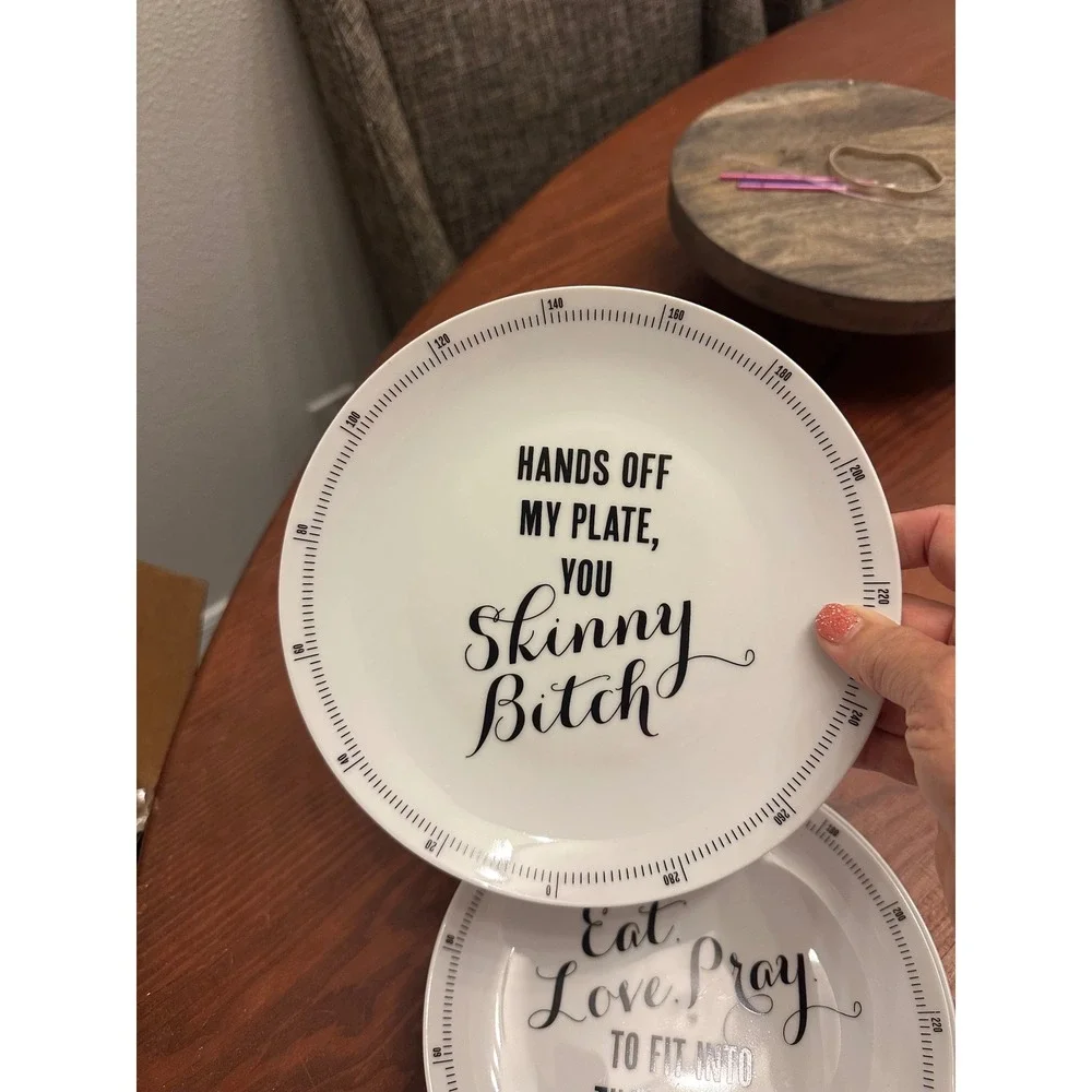 Z‎ Gallerie Weight For Dessert Plate Funny Diet Humor Kitchen Dining - Picture 5 of 9